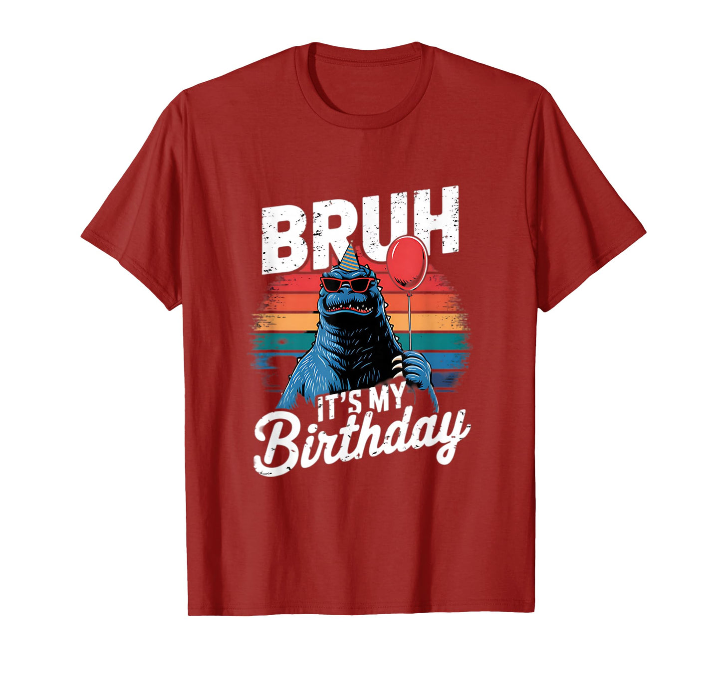 Bruh It's My Birthday Japanese Kaiju Monster Retro Sunset T-Shirt