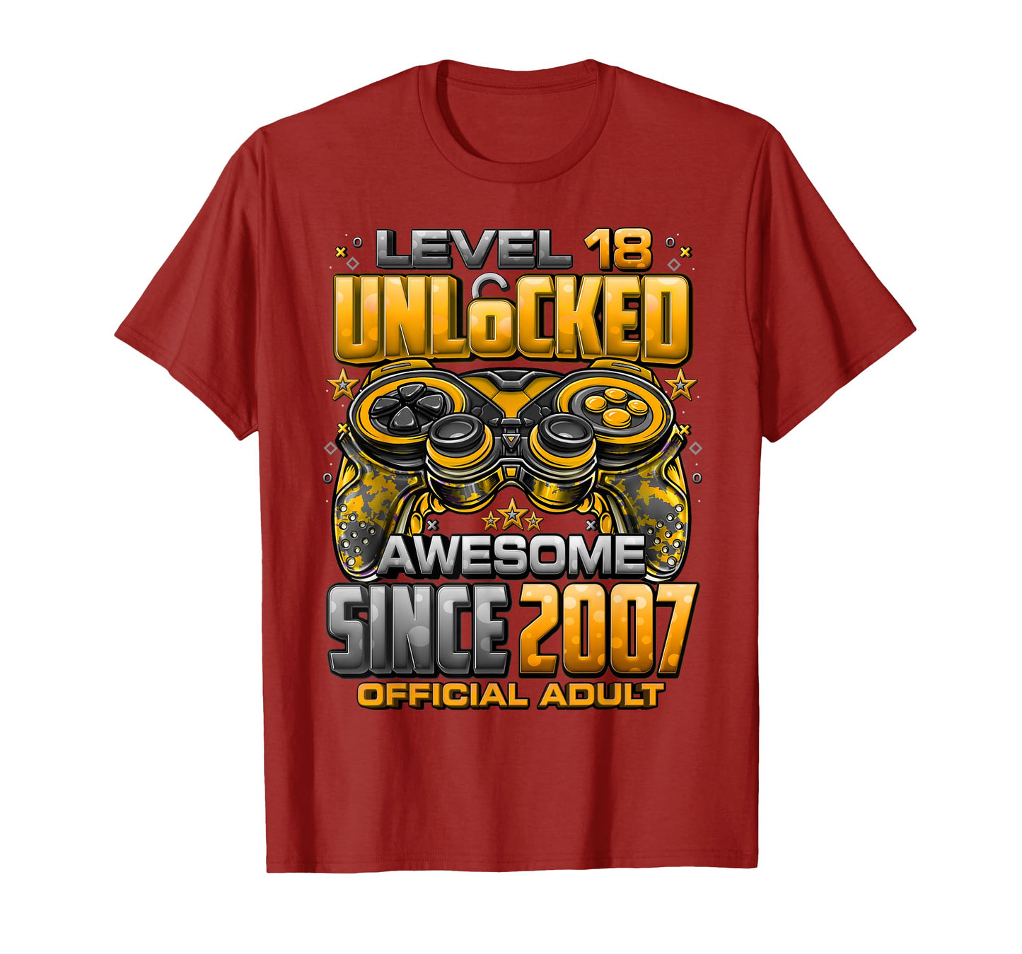 Level 18 Unlocked Awesome Since 2007 18th Birthday Gaming T-Shirt