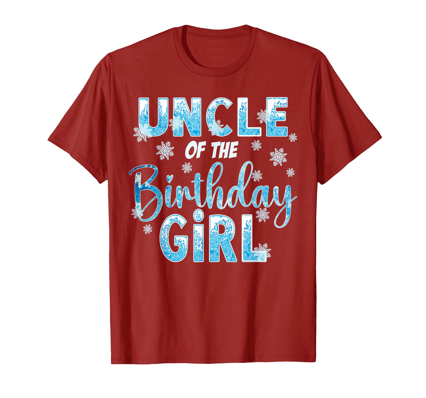 Uncle Of The Birthday Girl Snowflakes Themed Matching T-Shirt