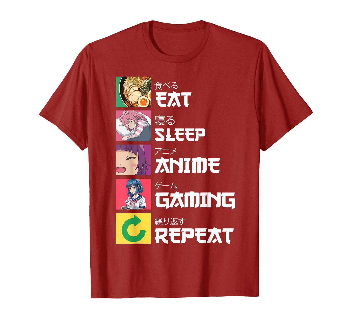 Japan Boba Manga Kawaii Cool Gamer Japanese Eat Sleep Anime Gaming Repeat Unisex-Youth T-Shirt Black Small Anime T-Shirt