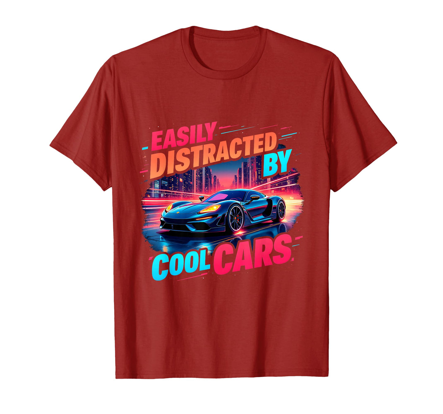Cool Cars Mens Boys Vintage Easily Distracted By Muscle Car T-Shirt