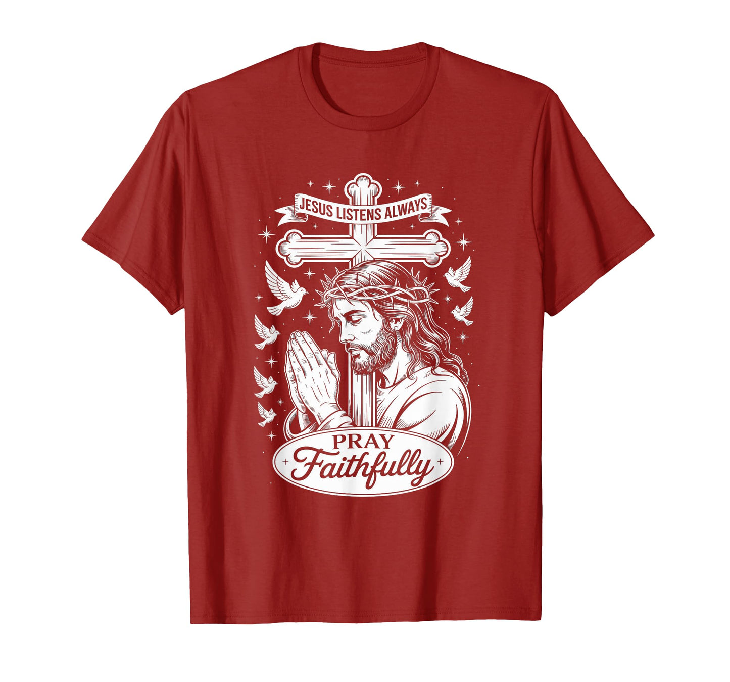 Pray Faithfully Hands & Cross Christian Streetwear T-Shirt