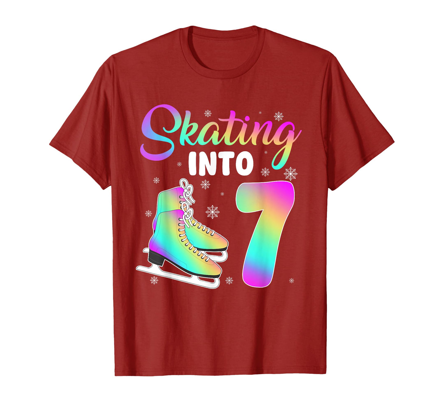 Skating Into 7th Birthday Ice Skating Girl 7 Year Old T-Shirt