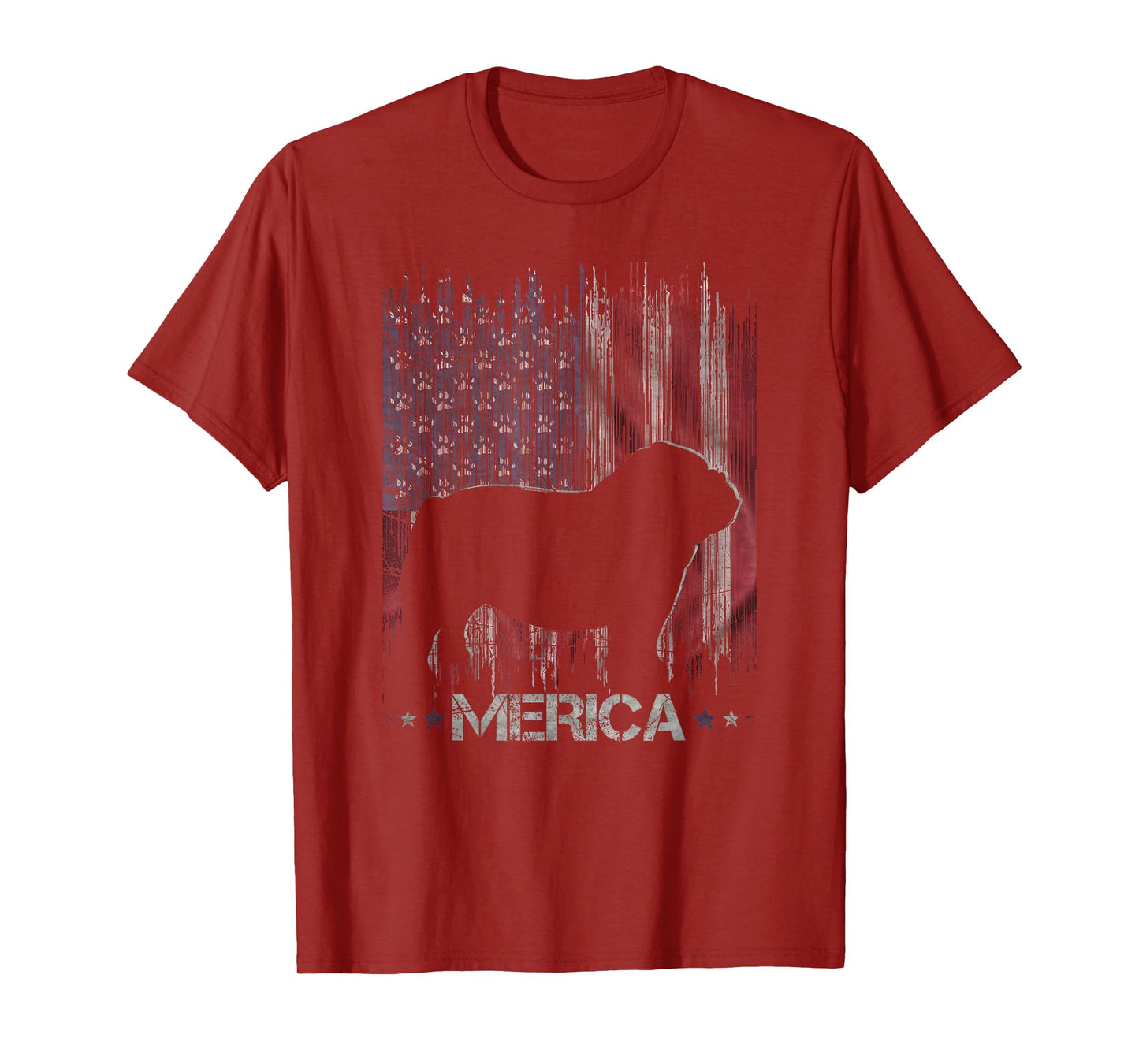 Vintage Bulldog, Merica Bulldog USA Flag Silhouette T-Shirt