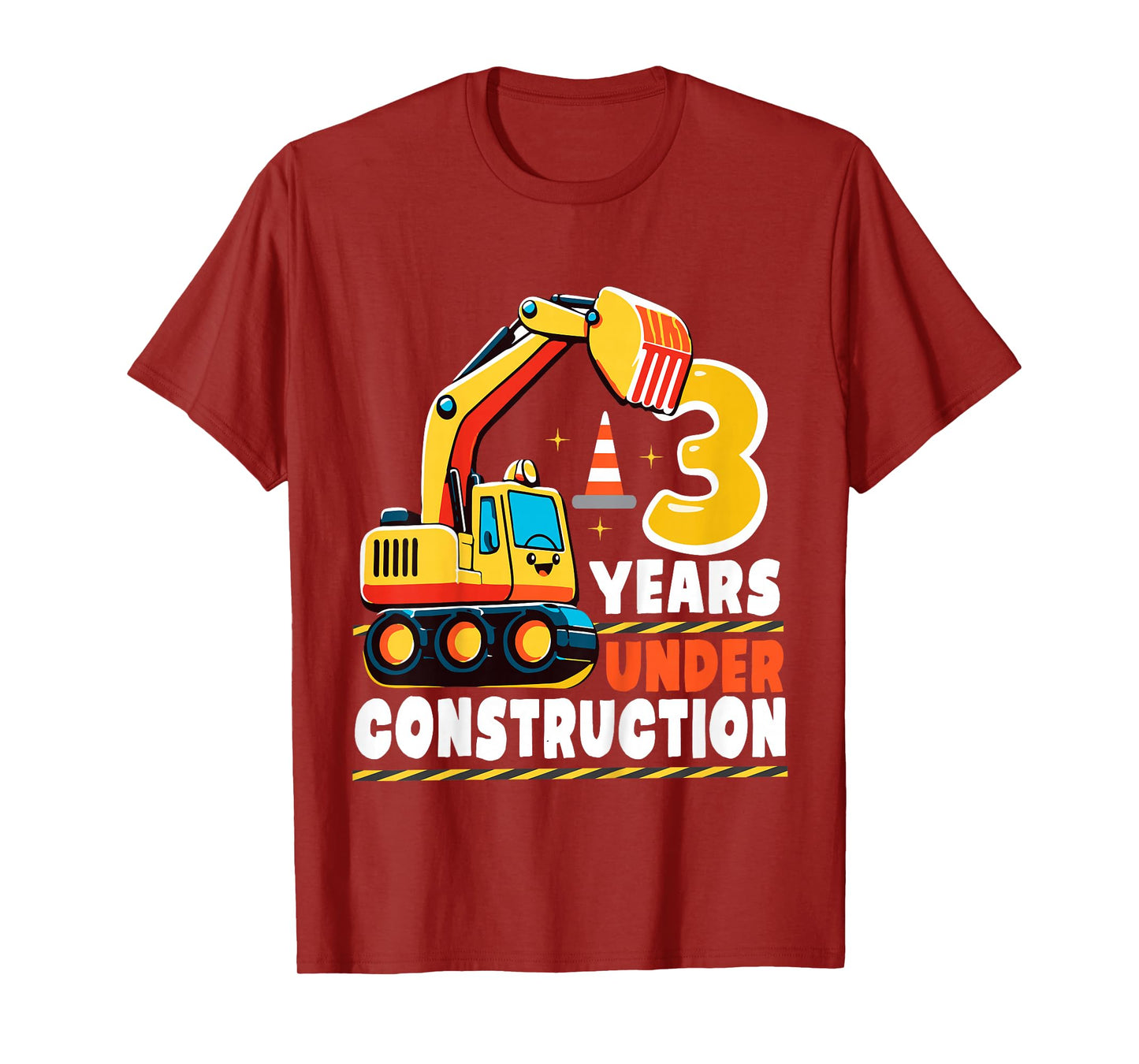 Kids 3 Years Under Construction Boy Three Year Old 3rd Birthday T-Shirt