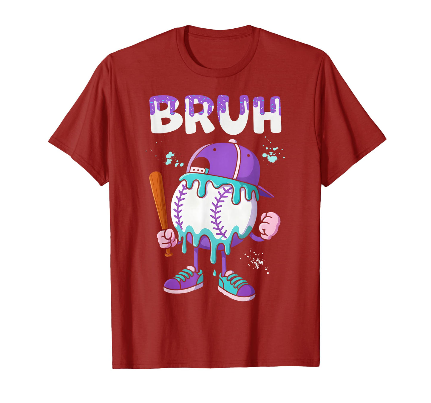 Baseball Ice Cream Drip Youth Bruh Baseball For Girls & Boys T-Shirt
