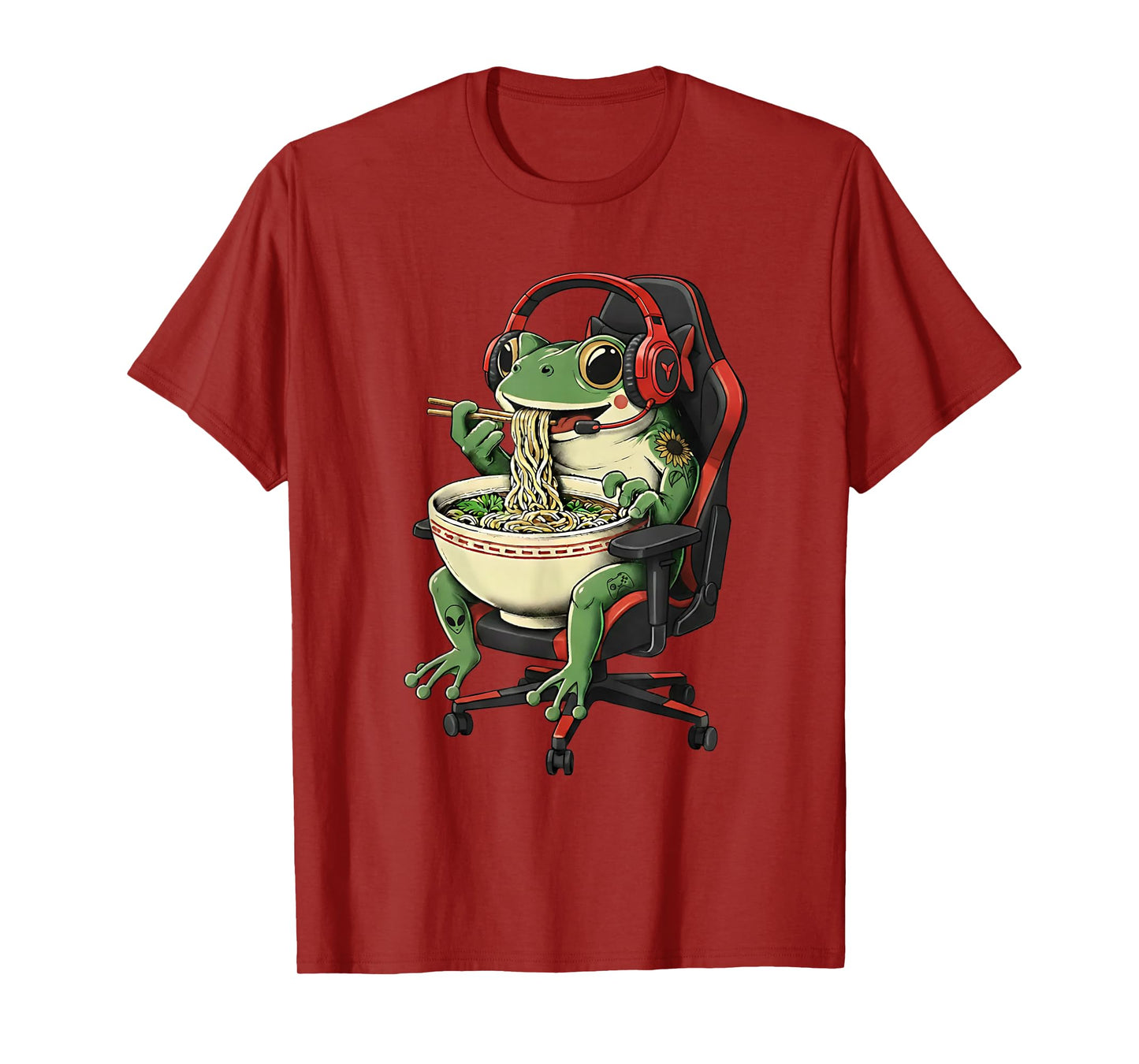 Frog Eating Ramen Kawaii Japanese Noodles Anime Gamer T-Shirt