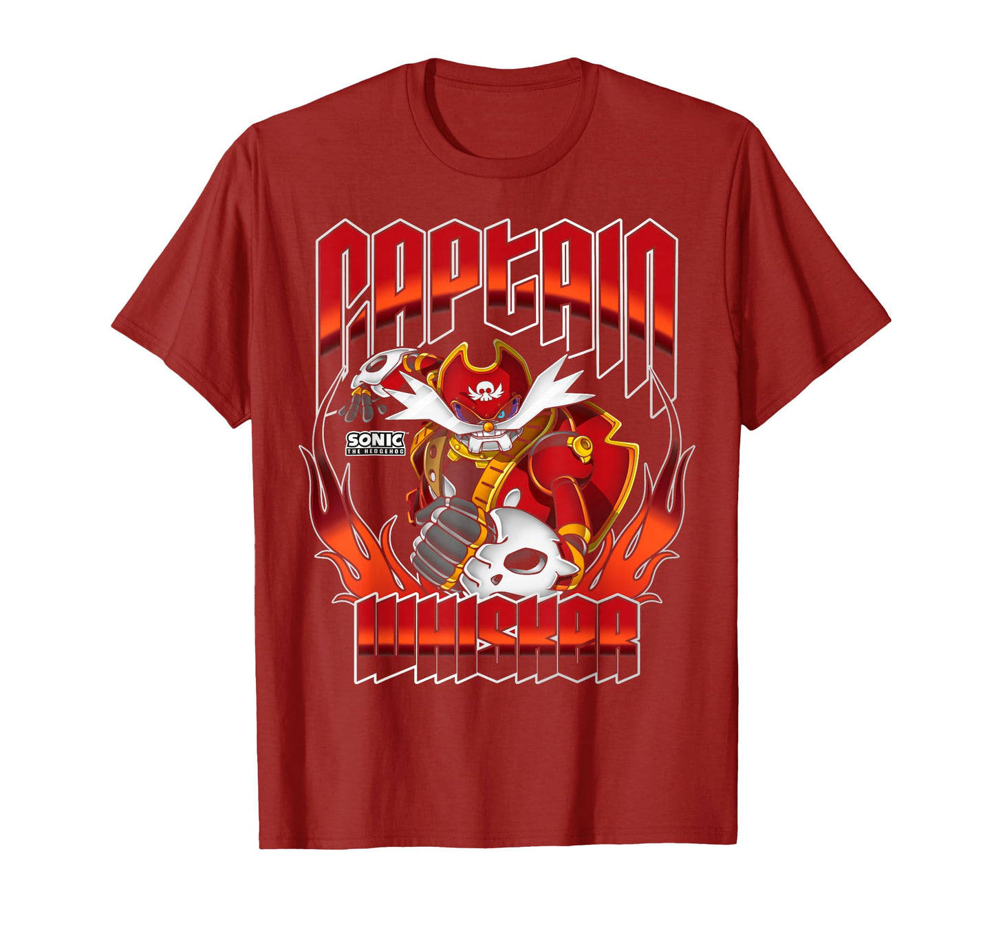 Sonic The Hedgehog Halloween Captain Whisker Fiery Logo T-Shirt