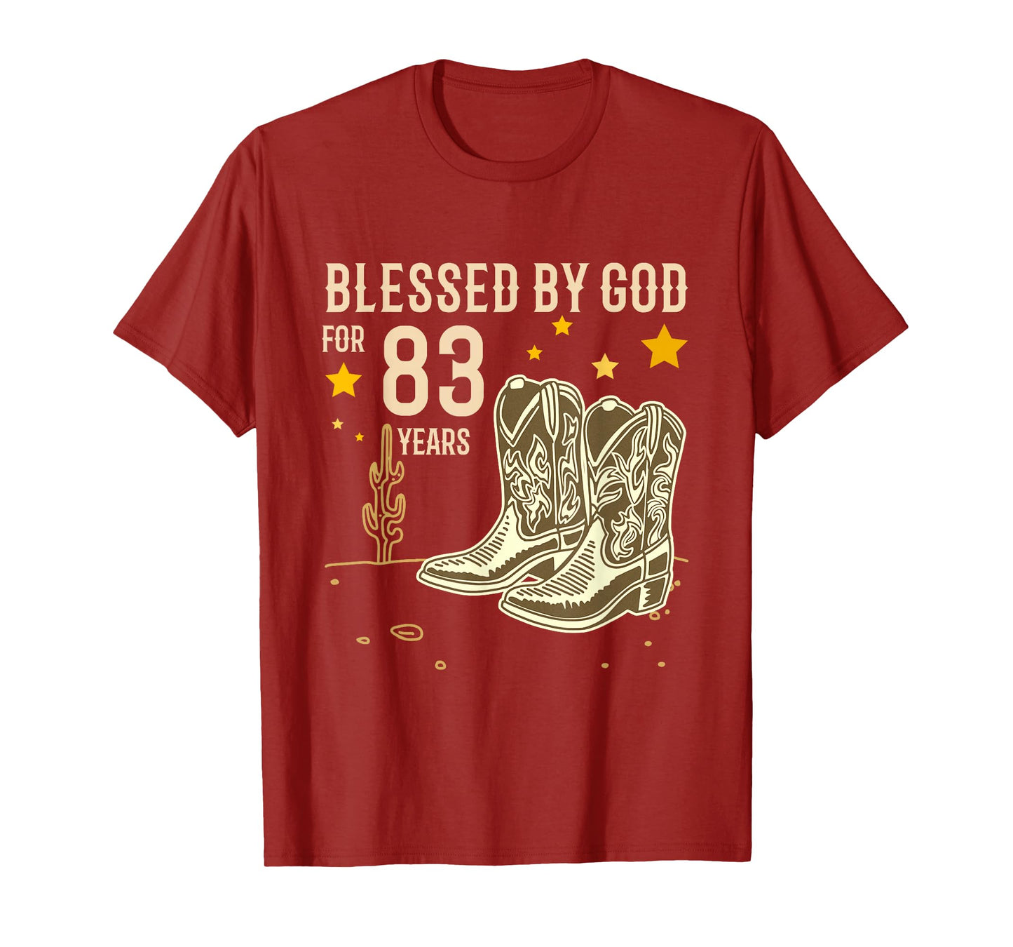 Vintage Blessed by God for 83 Years Cowboy 83rd Birthday Men T-Shirt