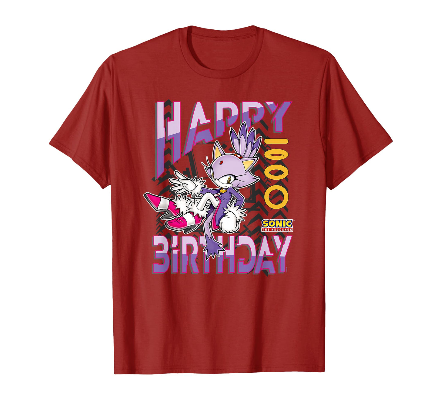 Sonic The Hedgehog Happy Birthday Blaze Grid Chest Poster T-Shirt