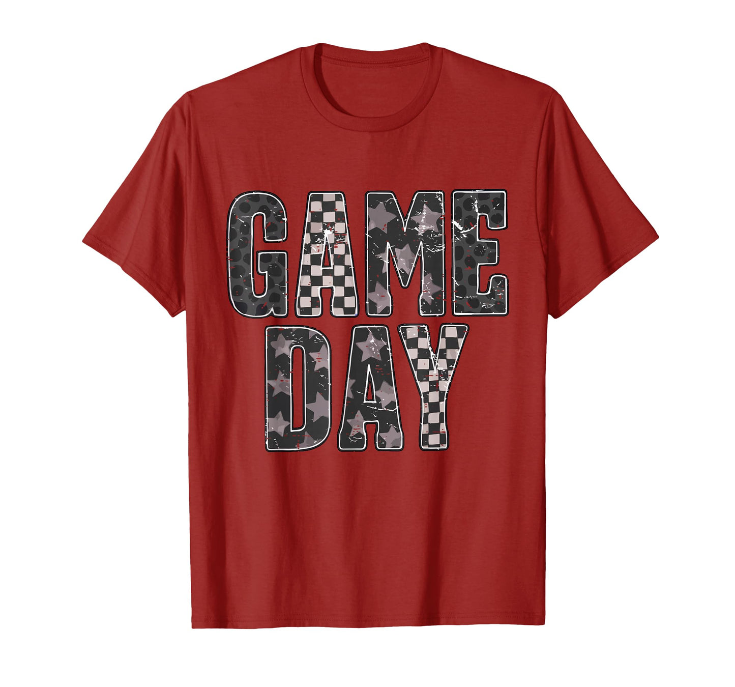Checkered Game Day Football Team Sport Cute Touchdown Season T-Shirt