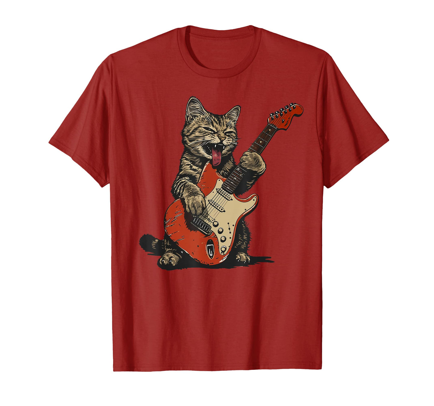Rock and Roll Guitar Cat Vintage ROCK Guitarist Cat Men Women Girls Kids T-Shirt