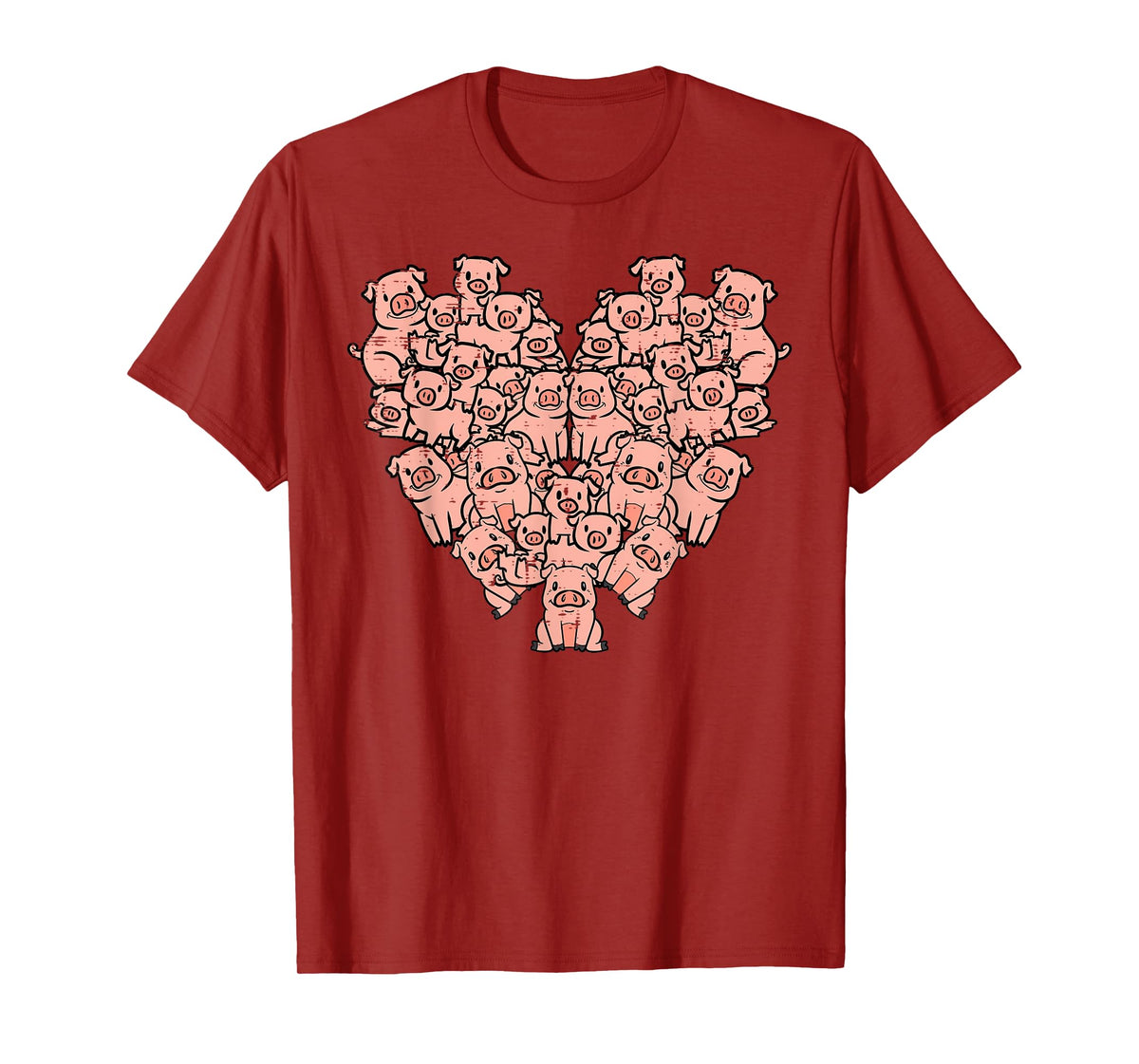Pigs Heart Shape Cute Love Hog Swine Girls Kids Women Men T-Shirt