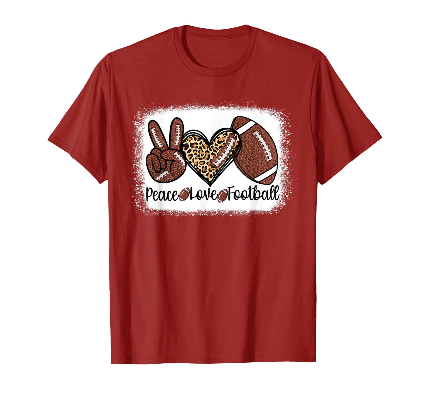 Peace Love Football Mom Game Day Sports Go Cheer Season T-Shirt