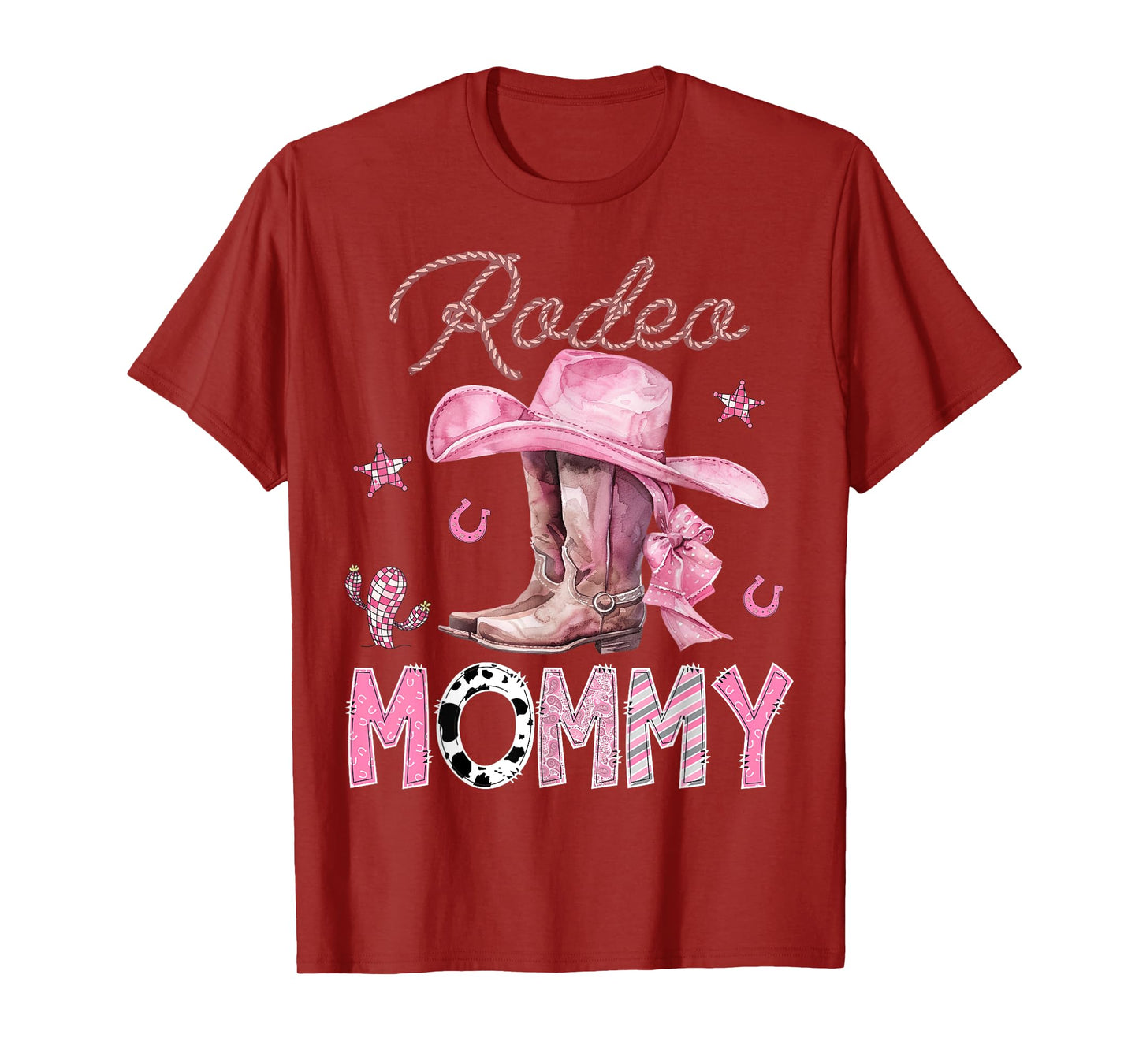 Rodeo Mommy Pink Boots Coquette CowGirl Birthday Party T-Shirt