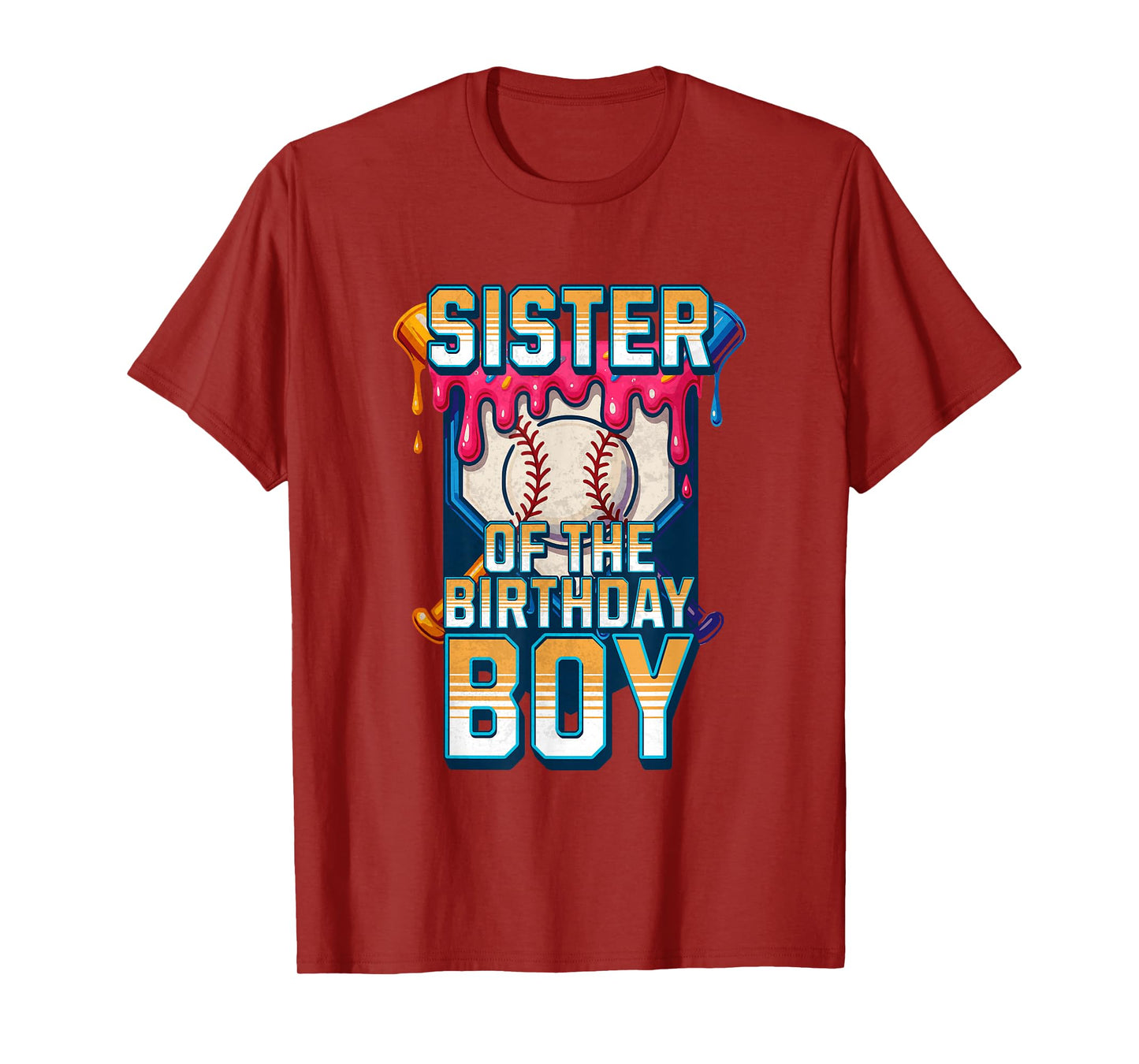 Sister Of The Birthday Boy Baseball Ice Cream Drip Matching T-Shirt