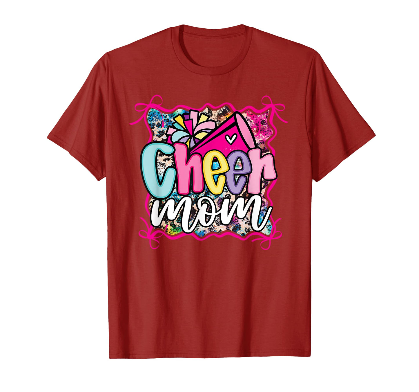 Pink Coquette Cheer Mom Mama Cheerleading Pom Megaphone Bow T-Shirt