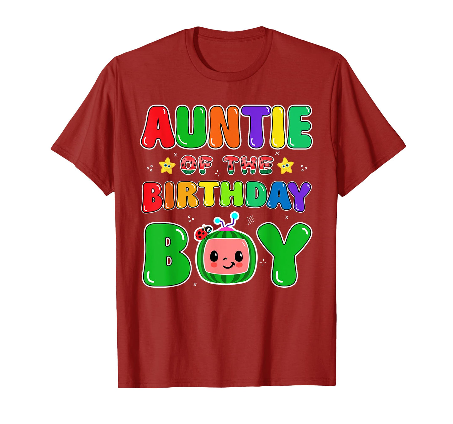 Auntie of The Birthday Boy Funny Melon Family Party Matching T-Shirt