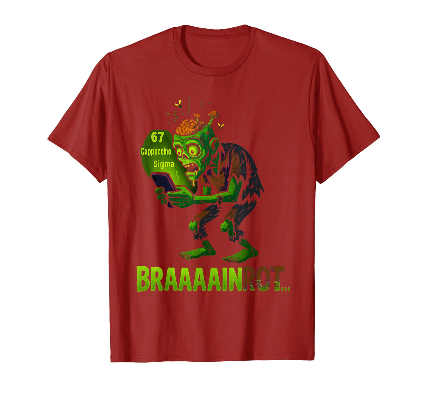 Funny Zombie Brainrot Meme 6 7 Halloween Boys Kids Six Seven T-Shirt