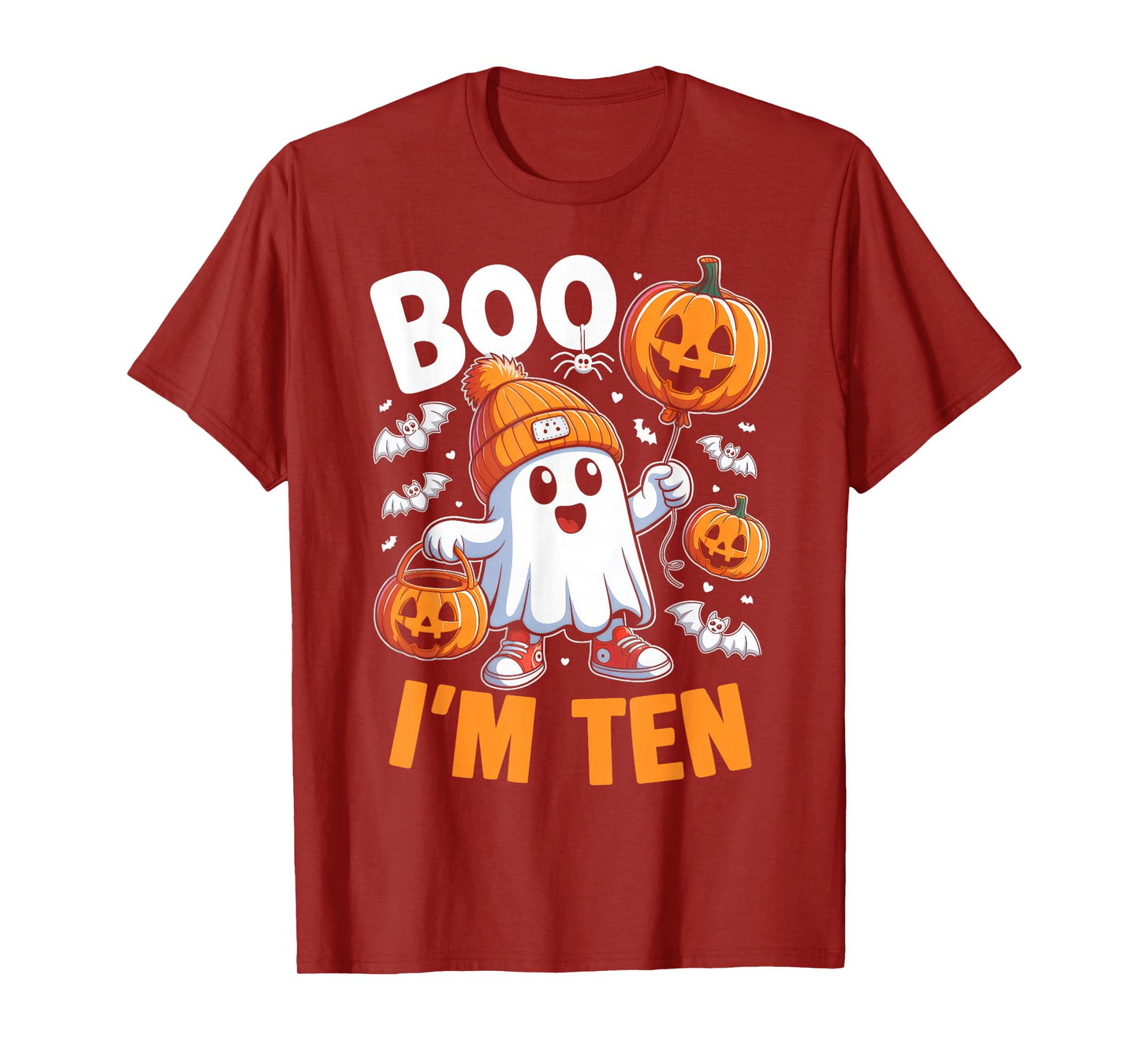 Boo I'm Ten Ghost 10th Birthday Halloween Boy Kids Groovy T-Shirt
