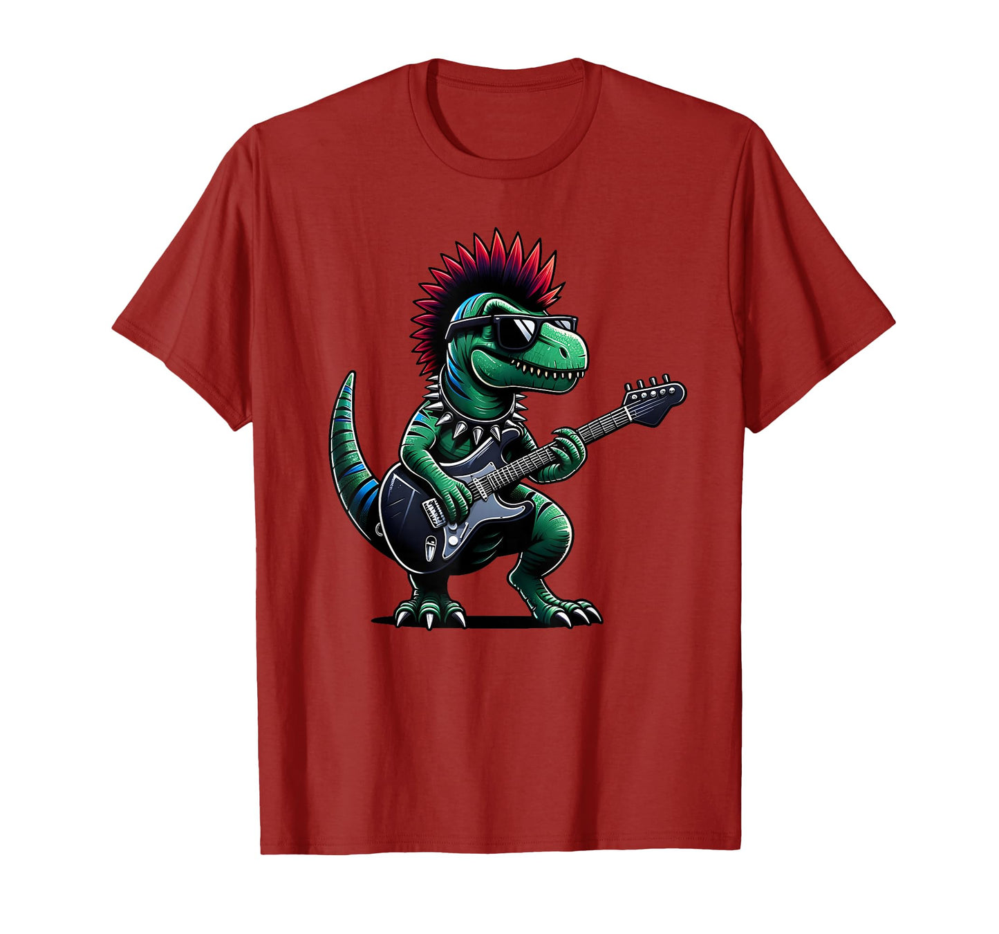 Cute Punk Dinosaur, Rock'n Roll Goth Dino, Guitar Band Funny T-Shirt