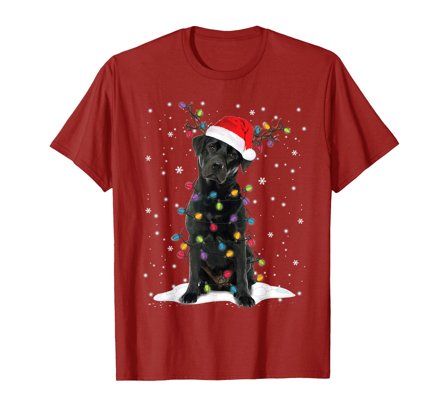 Black Lab Labrador Christmas Tree Light Pajama Dog Xmas T-Shirt