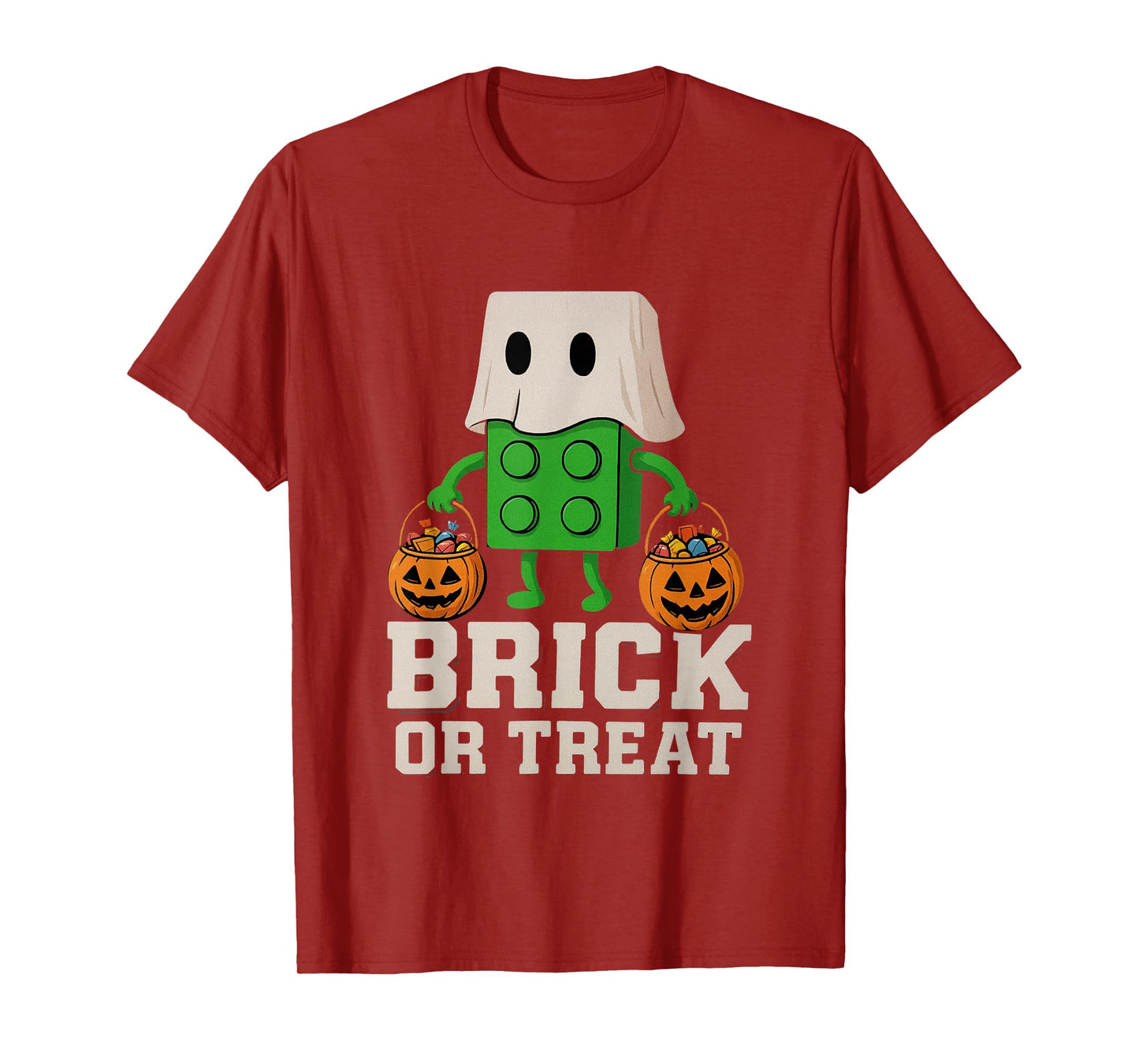 Building Bricks Halloween Brick or Treat Ghost Builder Funny T-Shirt