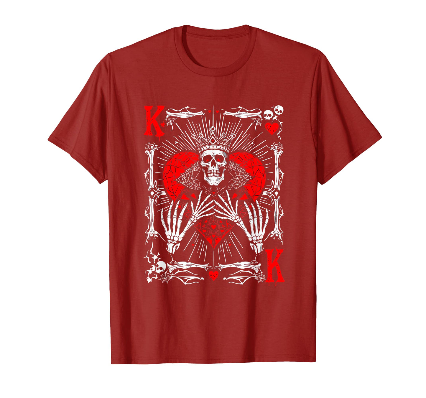 Creepy Skeleton King of Hearts Halloween Playing Card Fun T-Shirt