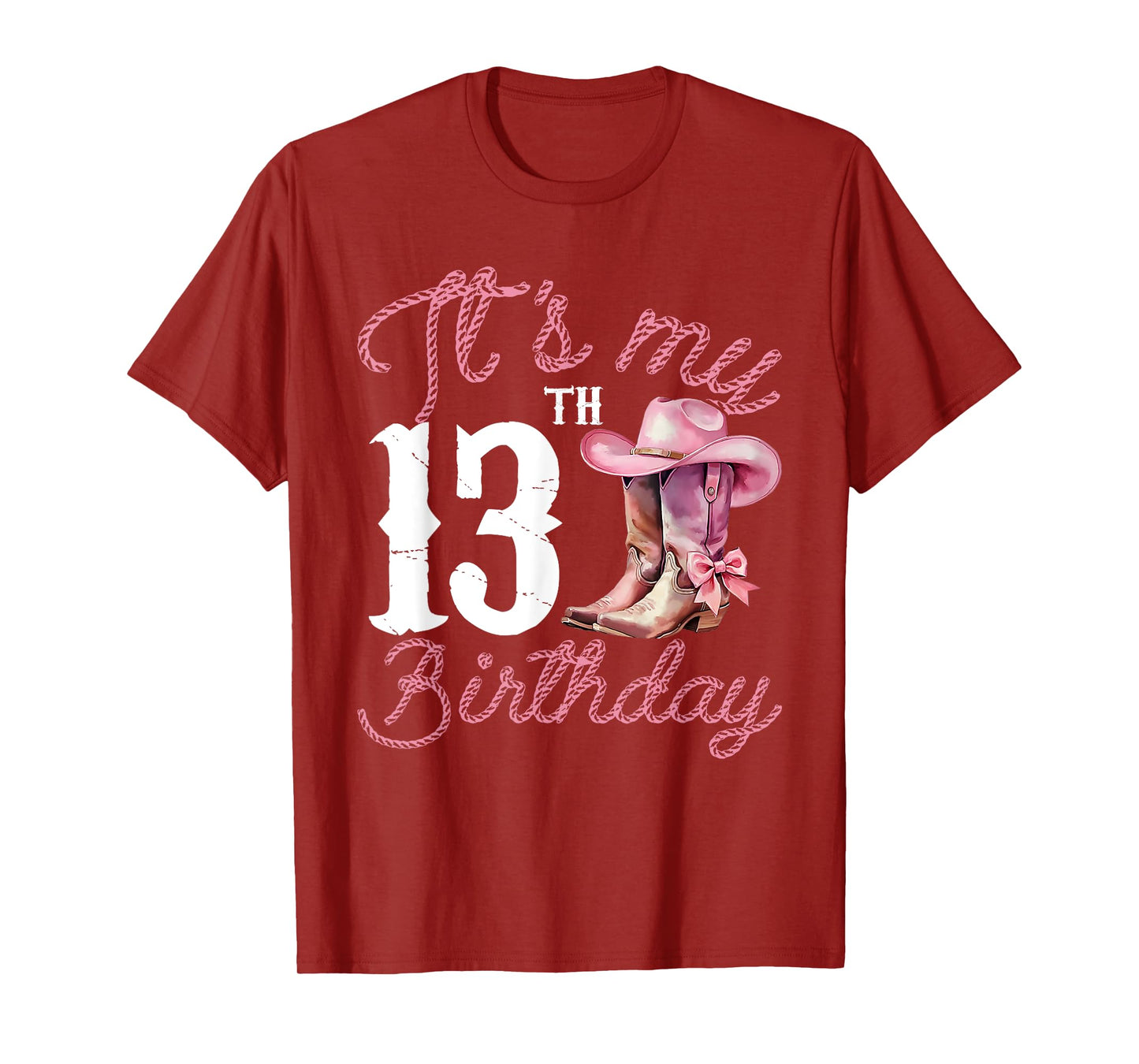 Cowgirl Boot Western Style 13th Birthday Gift For Teen Girls T-Shirt