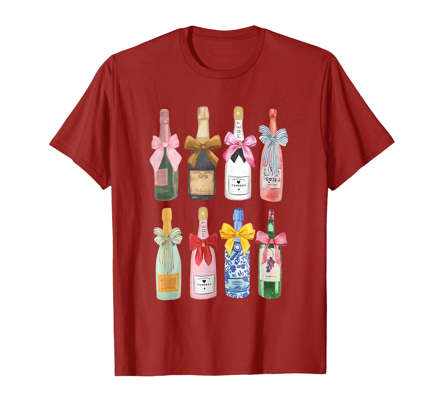 Christmas Champagne T-Shirt Cool Glass Coquette Bottle T-Shirt