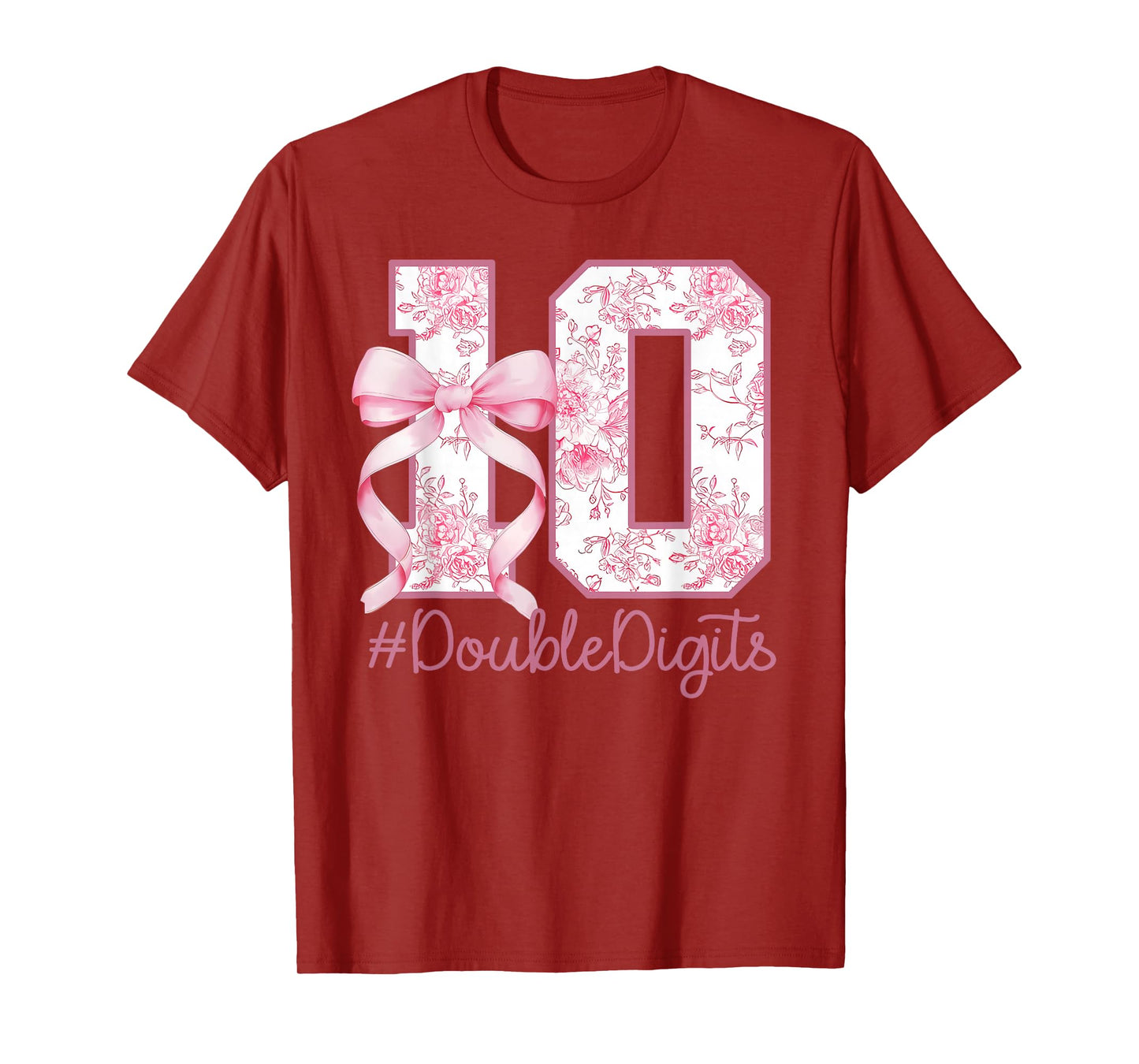 10th Birthday Girl Pink Coquette Bow 10 Year Old Aesthetic T-Shirt