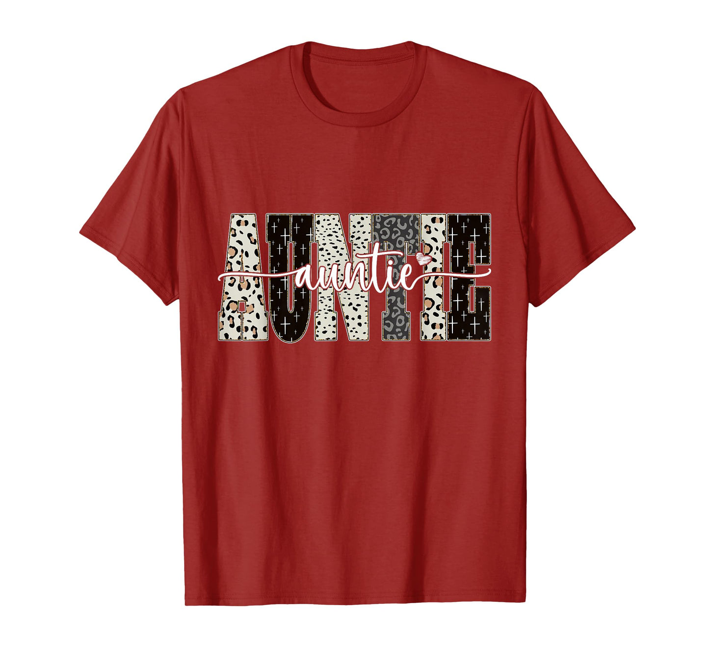 Auntie Bible Leopard Cross Faith and Love Christian Women T-Shirt