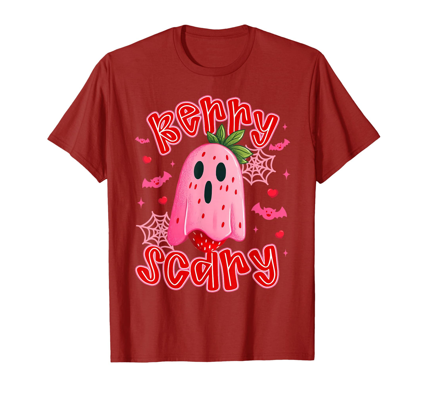 Berry Scary Cute Halloween Strawberry Ghost Cartoon Funny T-Shirt