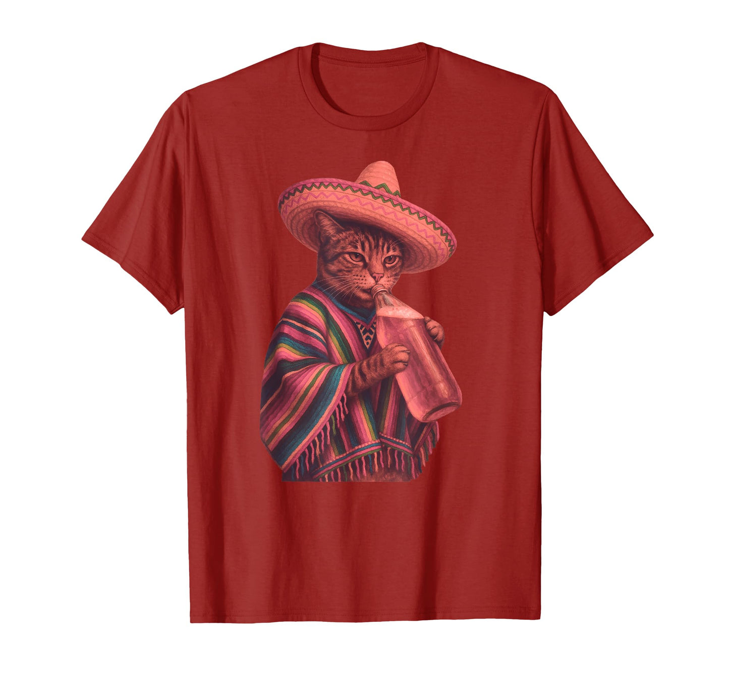 Funny Cat Sombrero Mexican Cinco De Mayo Beer 40 Oz Poncho T-Shirt