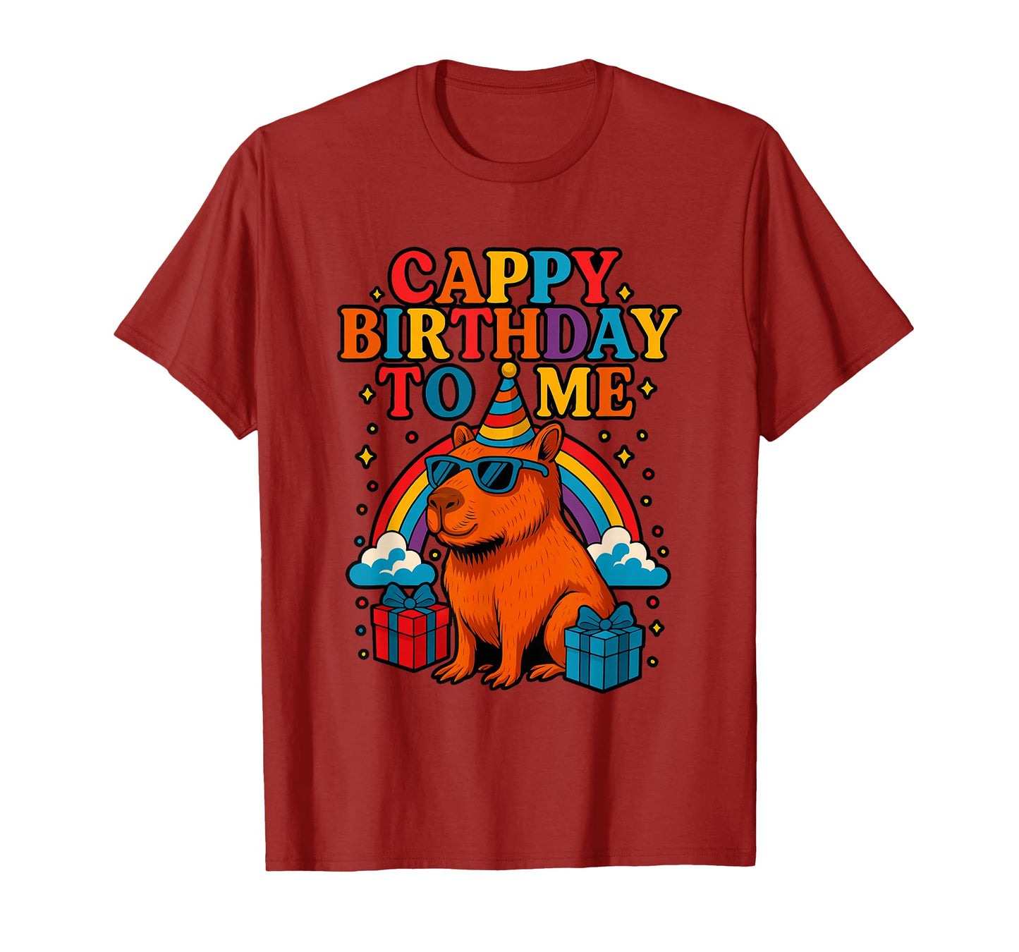 Cappy Birthday to Me Cool Capybara Rainbow Birthday Party T-Shirt