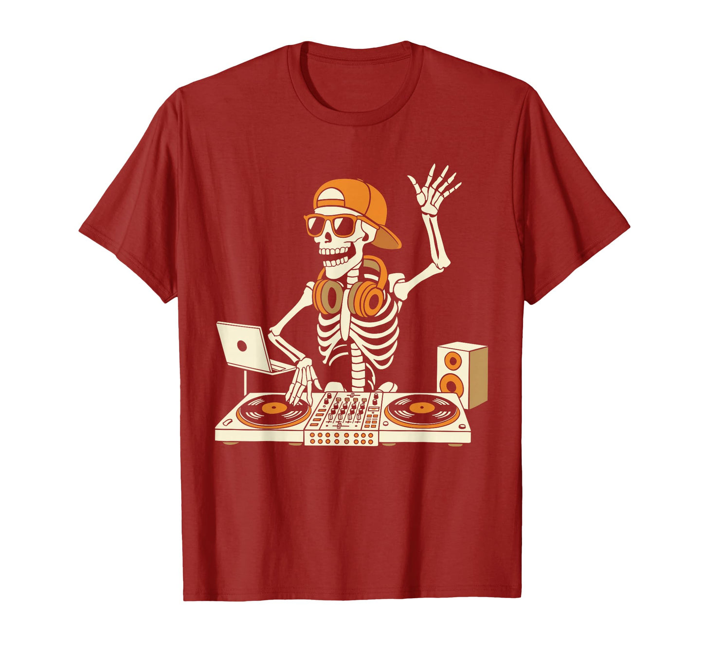 Funny Skeleton Dj Halloween Costume Music Lovers Men Boys T-Shirt