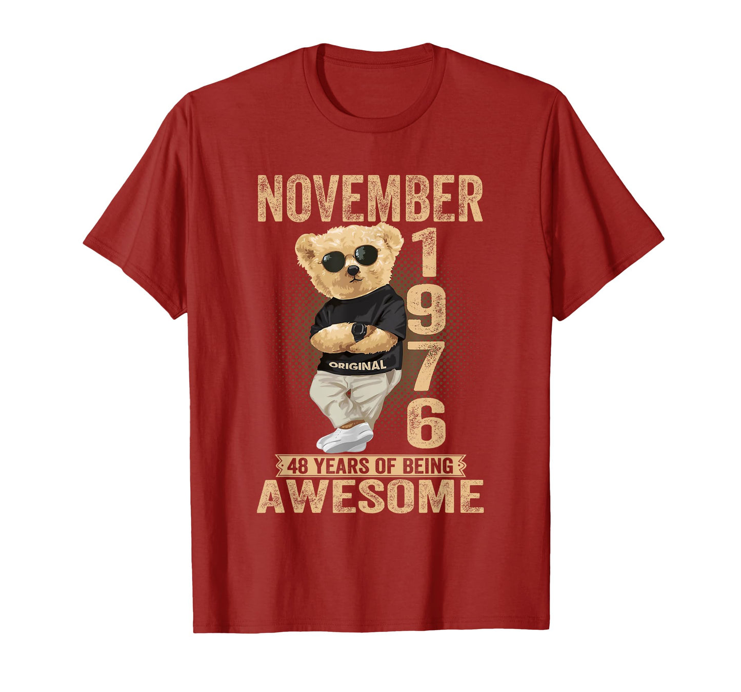 November 48th Birthday Men Women 1976 Awesome Teddy Bear T-Shirt