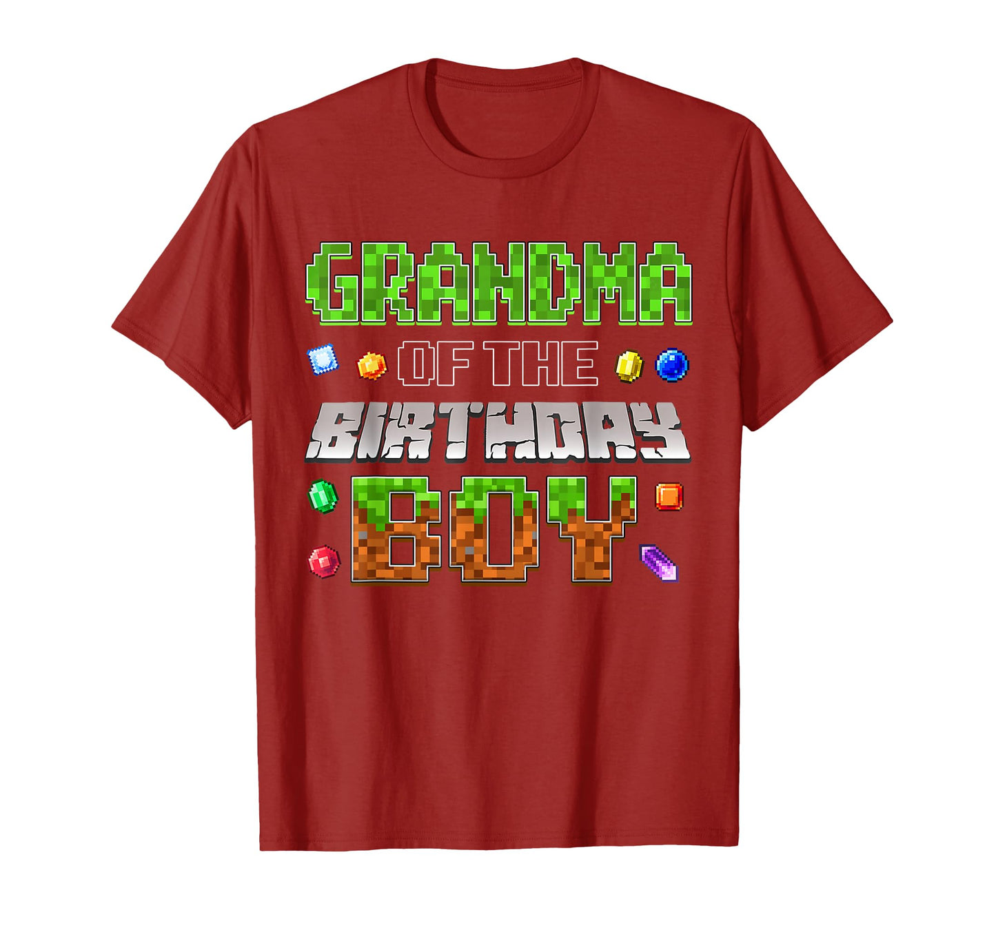 Grandma Of The Birthday Boy Game Pixel Number Birthday Party T-Shirt