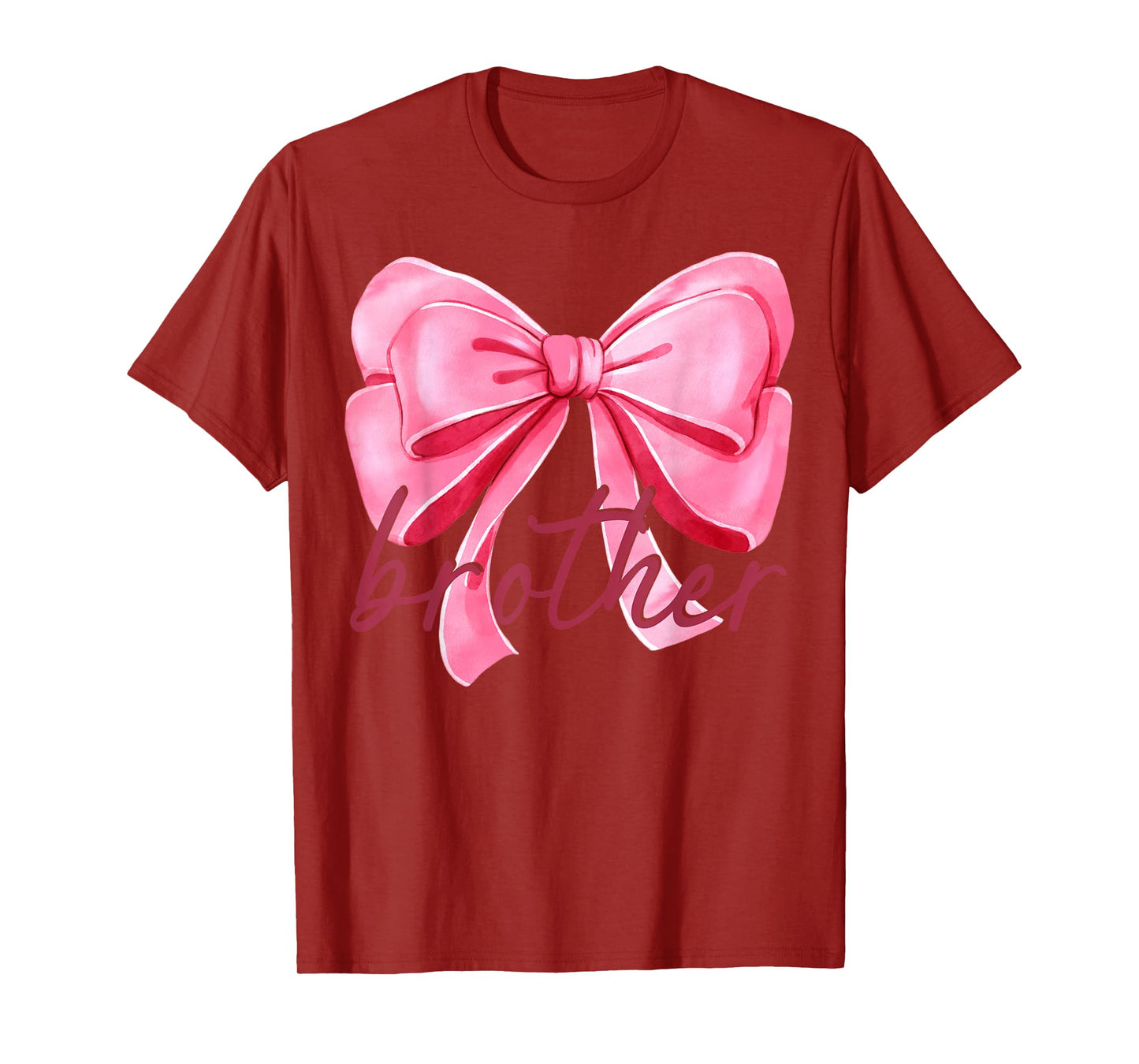 Brother Pink Bow Birthday Baby Shower Family Pink Ribbon T-Shirt