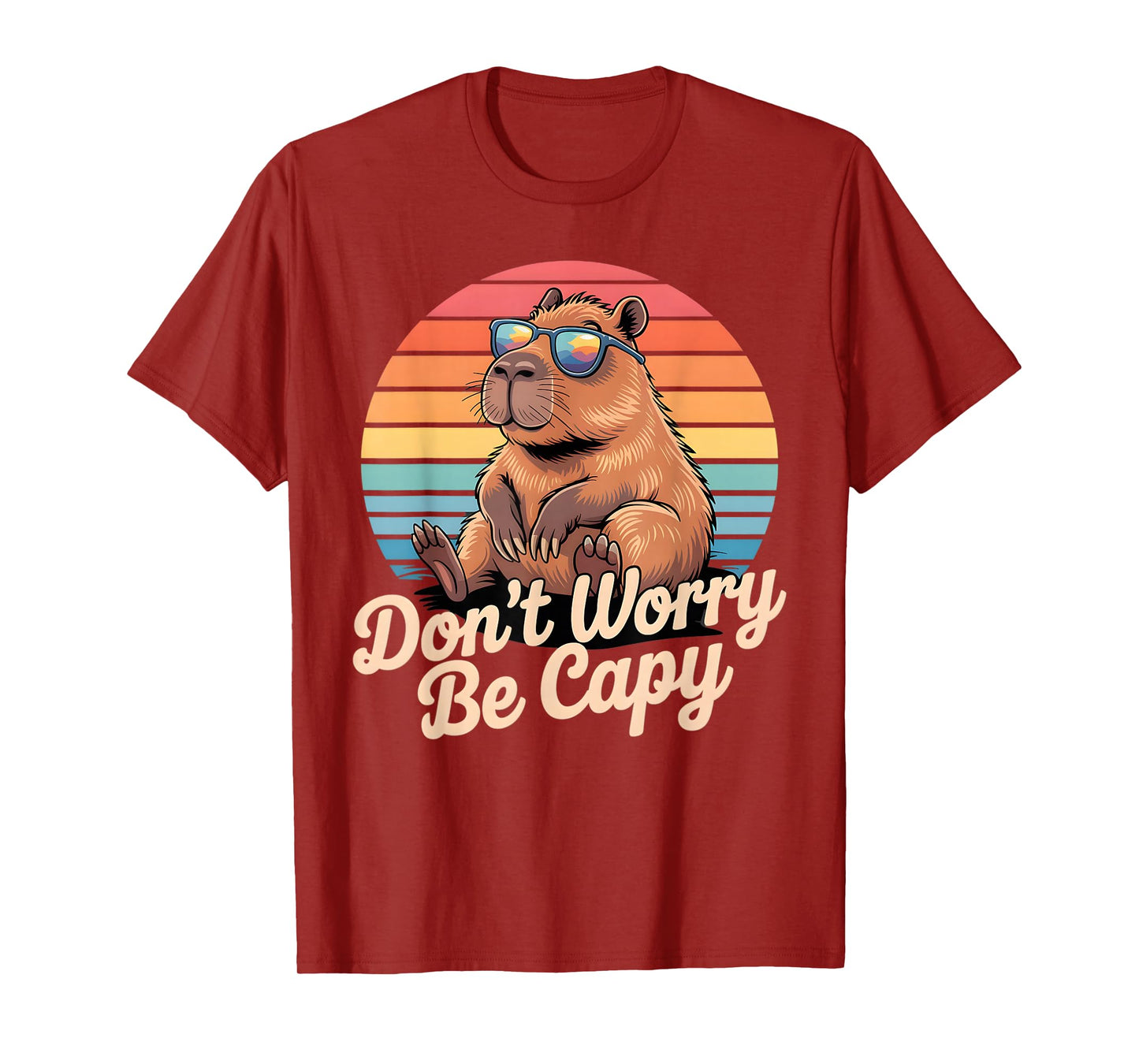 Dont Worry Be Capy Funny Capybara Retro Men Boys Kids Women T-Shirt