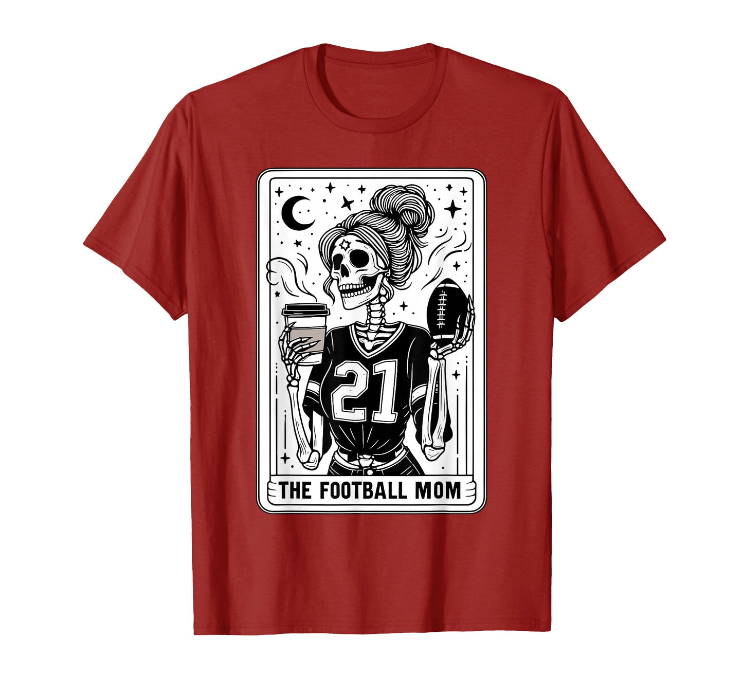 Football Mom Tarot Card Skeleton Football Mama Witch vibes T-Shirt