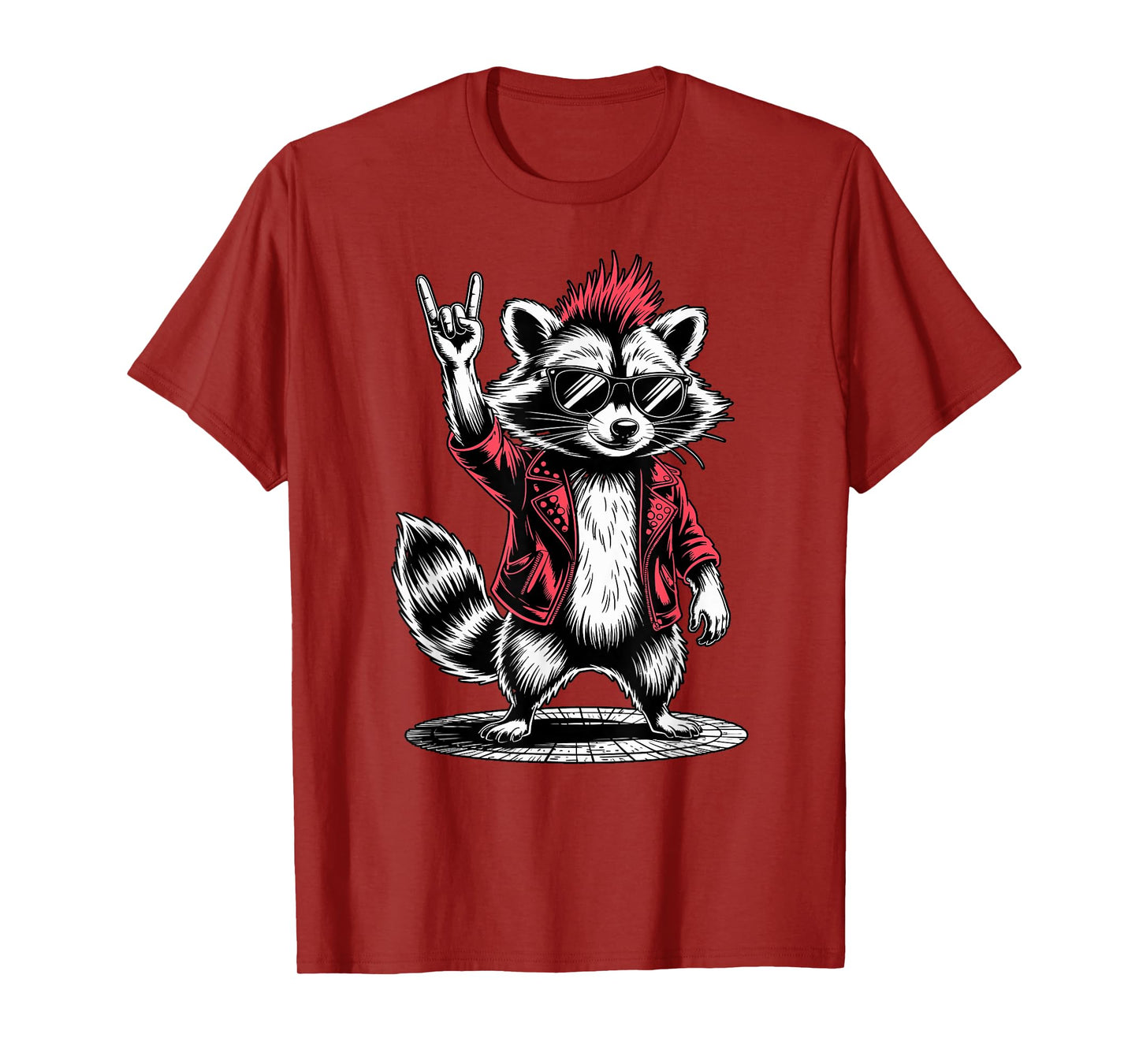 Retro Raccoon Rock Music Men Kids Women Funny Raccoon Punk T-Shirt