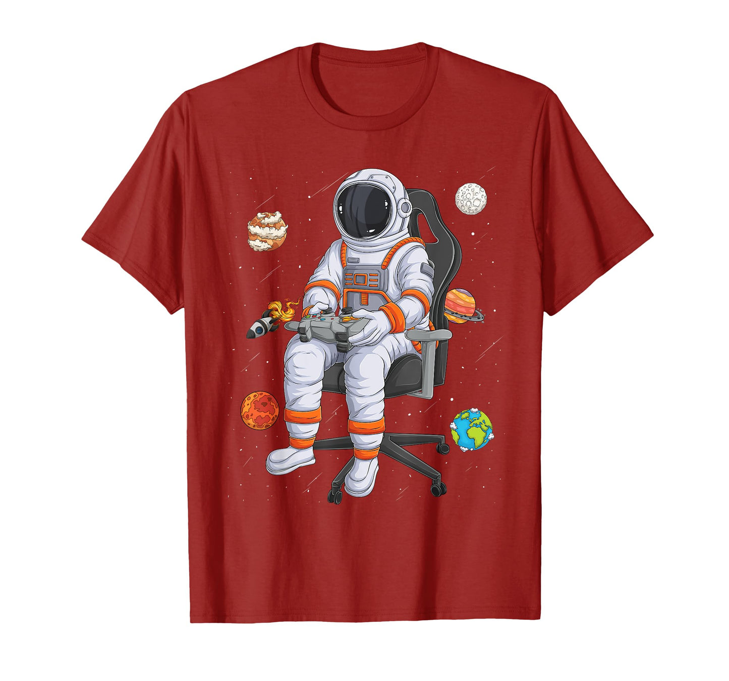 Astronaut Gamer Outer Space Men kids Gaming System Planets T-Shirt