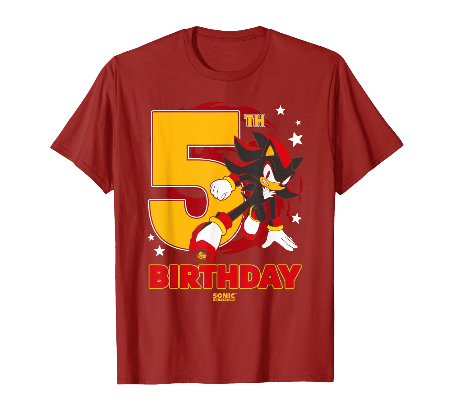 Sonic The Hedgehog 5th Birthday Epic Shadow Big Chest Logo T-Shirt