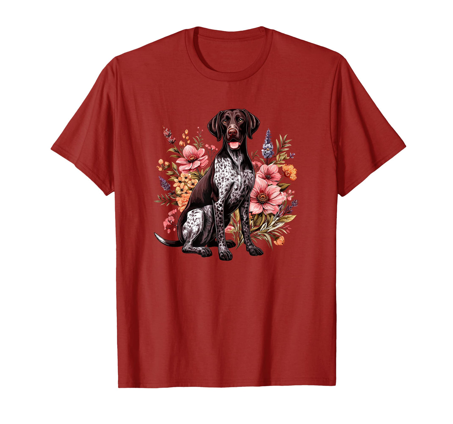 GSP Hunting Dog Vintage Flowers German Shorthaired Pointer T-Shirt