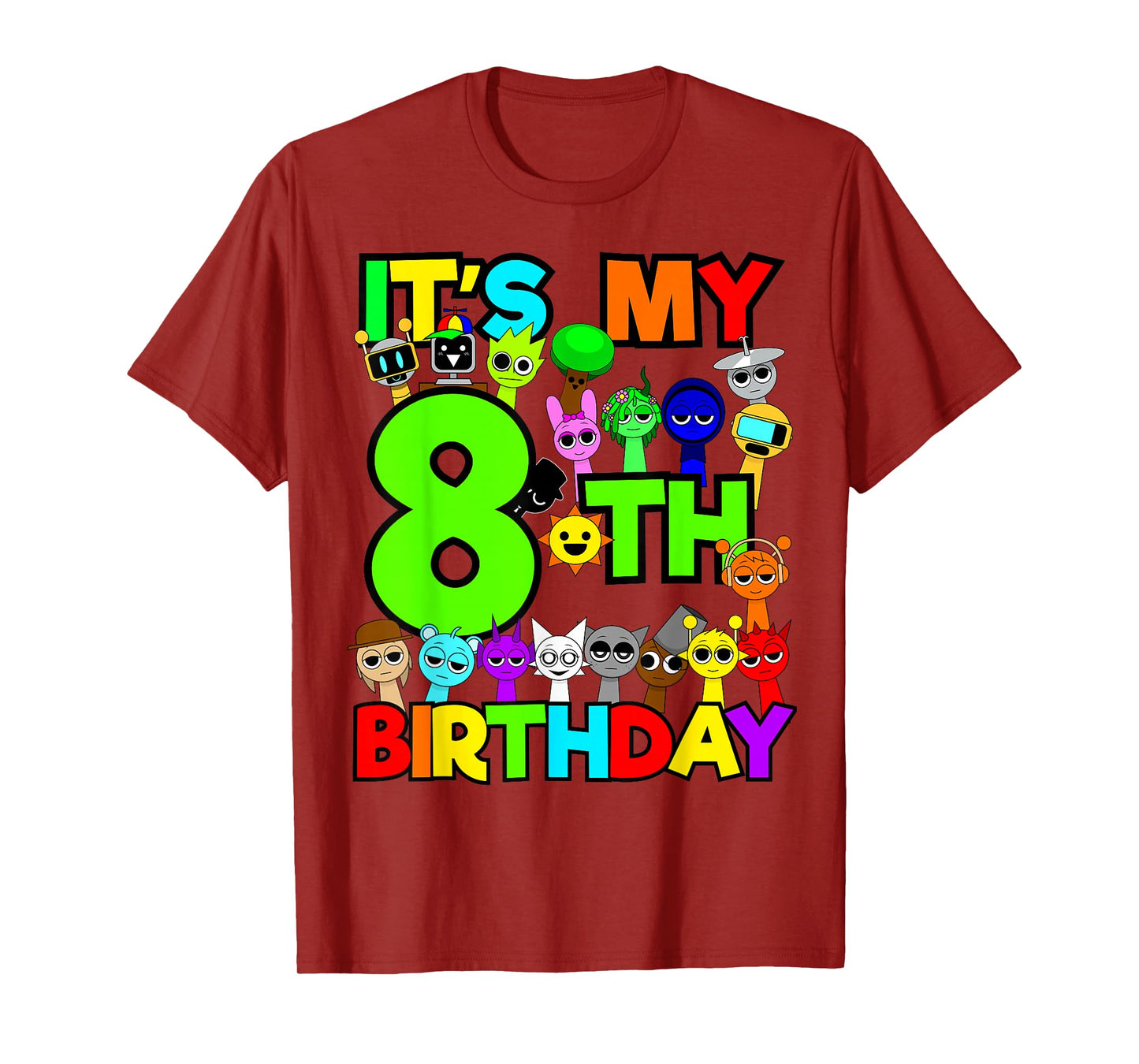 Birthday Sprunki party decorations 8 year old Girls Boys T-Shirt