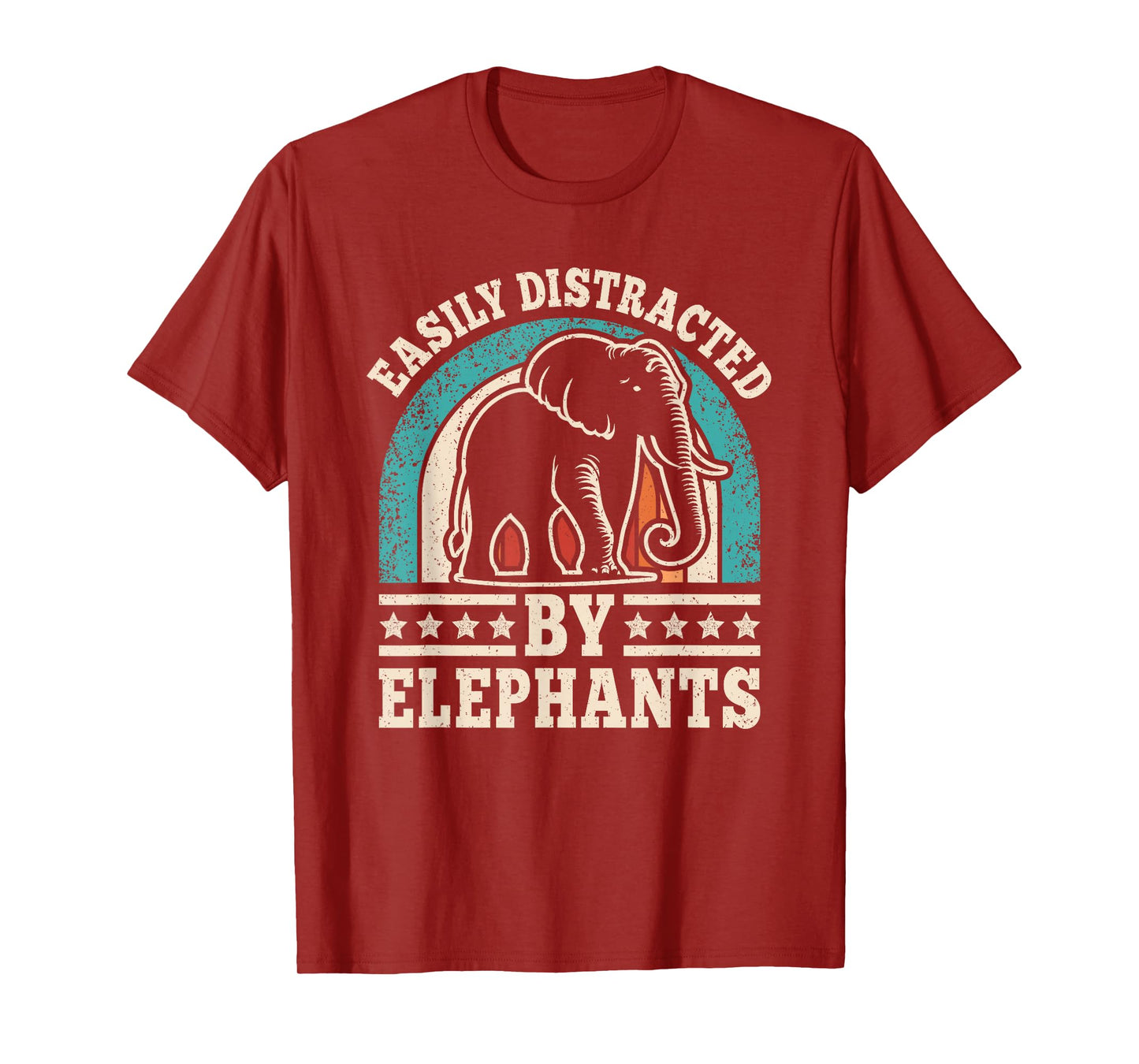 Easily Distracted by Elephants Retro Elephant Men Women T-Shirt