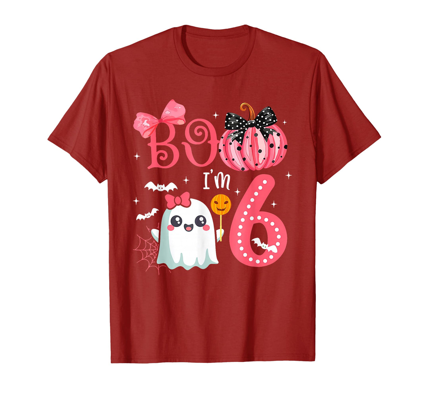 Boo I'M 6 Years Old Ghost 6Th Birthday Halloween Ghost Girls T-Shirt