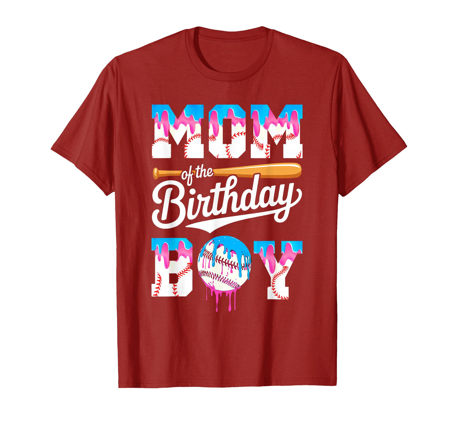 Mom Of The Birthday Boy Baseball Drip Family Matching T-Shirt