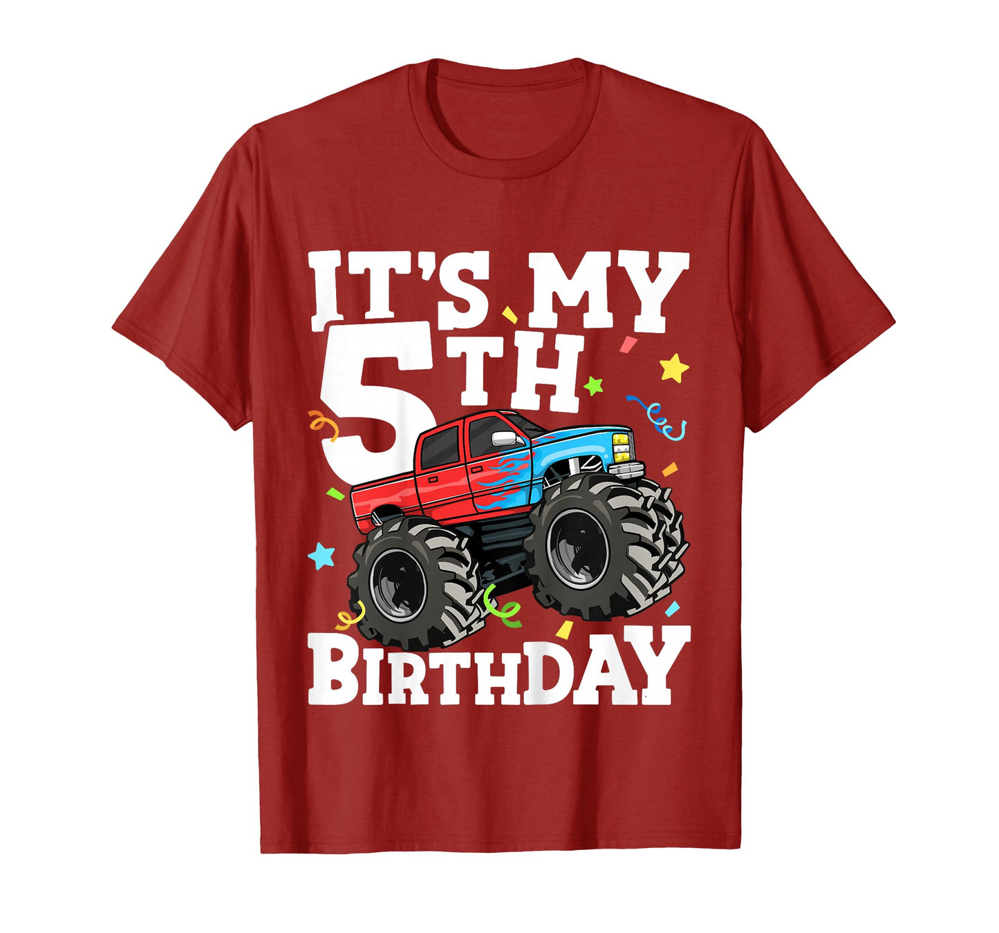 Kids Monster Truck It's My 5th Birthday Boy 5 Five Toddler T-Shirt